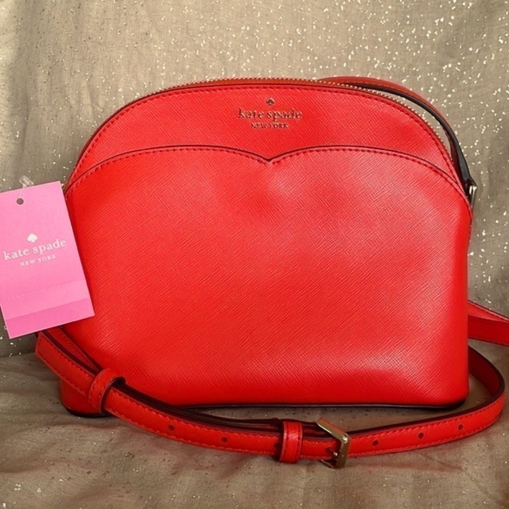 Brand New Kate Spade Genuine Saffiano Leather Zippered Dome Crossbody Purse